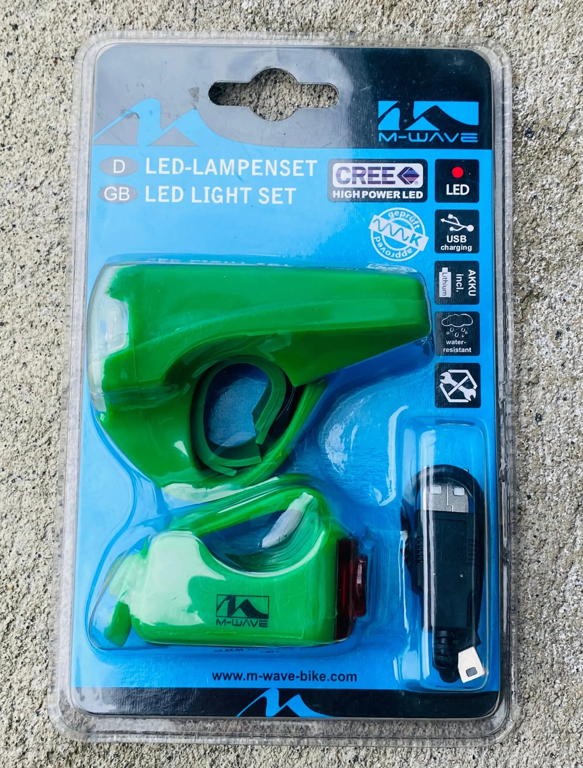 COMBO LUCES DELANTERA Y TRASERA M-WAVE 221301 LIME - Imagen 2