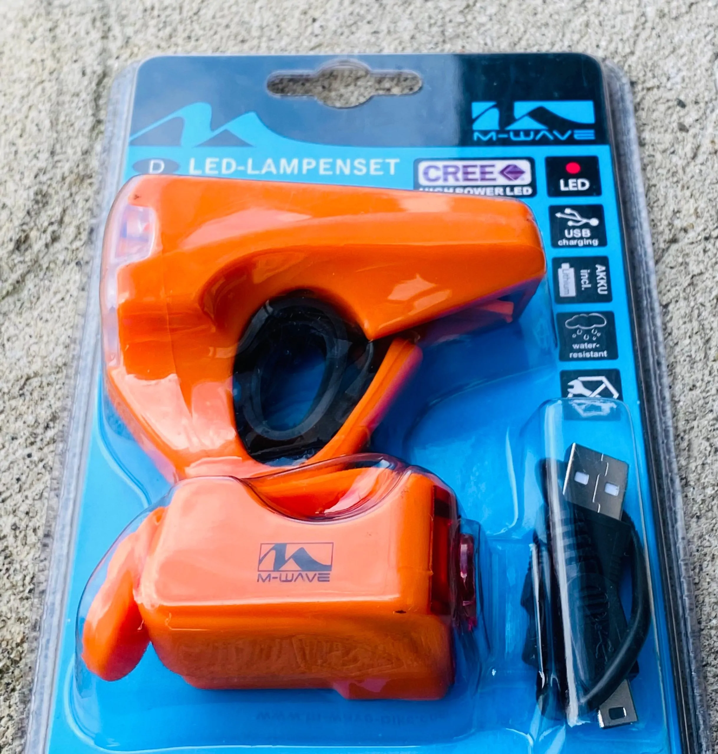 COMBO LUCES DELANTERA Y TRASERA M-WAVE 221302 ORANGE - Imagen 4