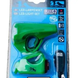 COMBO LUCES DELANTERA Y TRASERA M-WAVE 221301 LIME