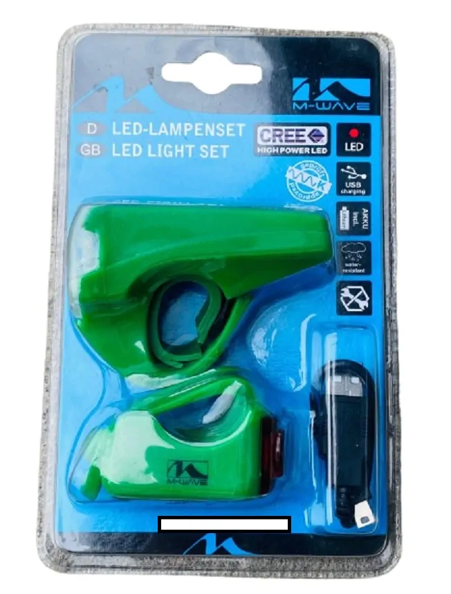 COMBO LUCES DELANTERA Y TRASERA M-WAVE 221301 LIME - Imagen 1