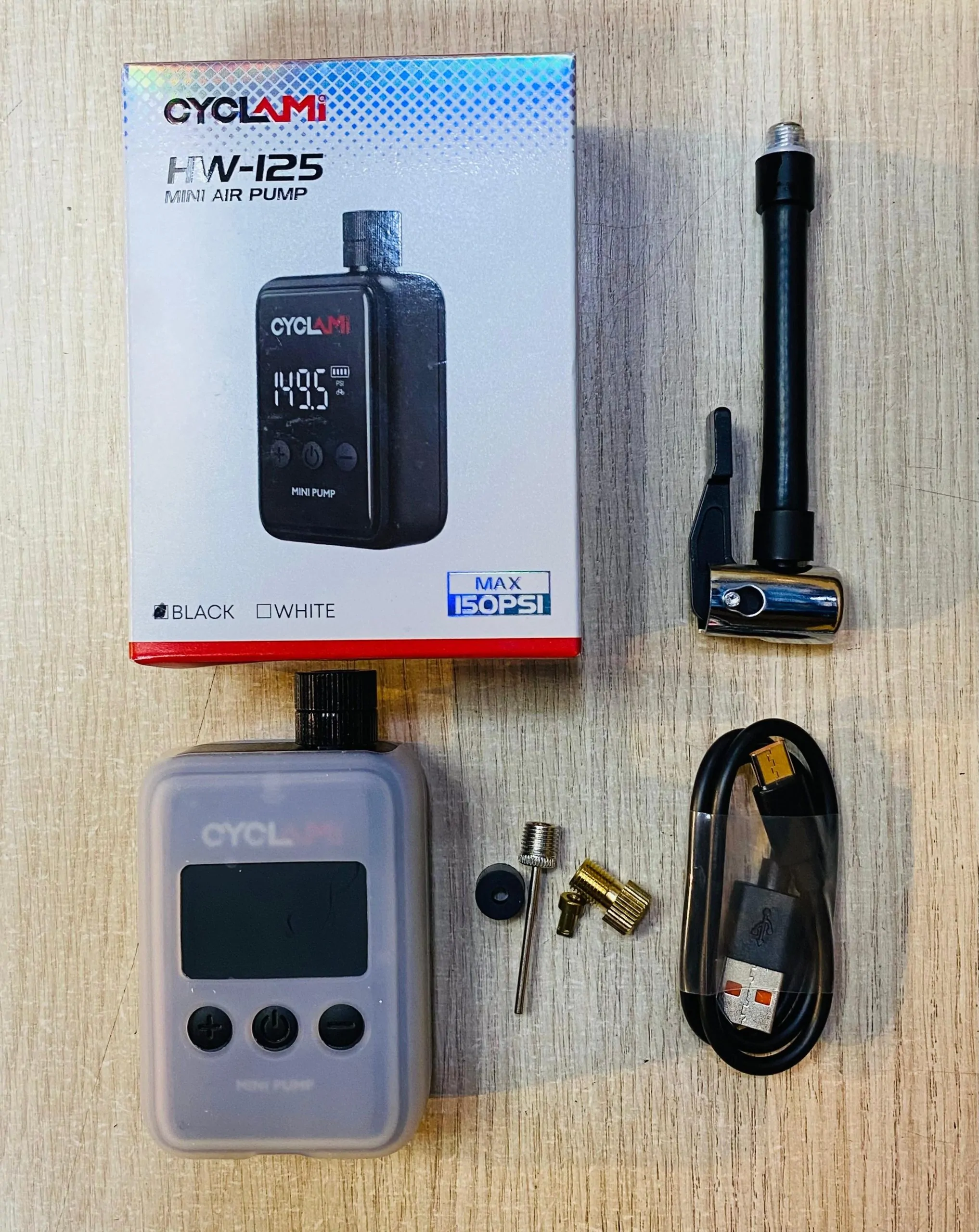 COMPRESOR CYCLAMI MINI AIR PUMP HW-I25 MAX 150PSI - Imagen 2